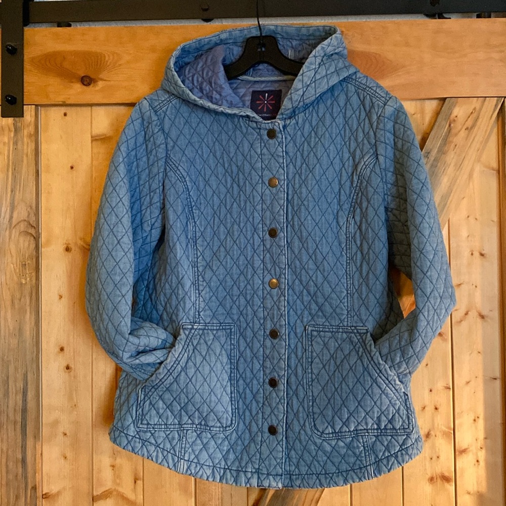 Isaac Mizrahi Quilted Denim Jacket with Hood
